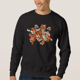 Sweatshirt Cherry Blossom Asiatique Chat Jungle Animal Predat