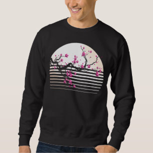 Sweatshirt Cherry Blossom Japonais Retro Sunset Sakura Tree