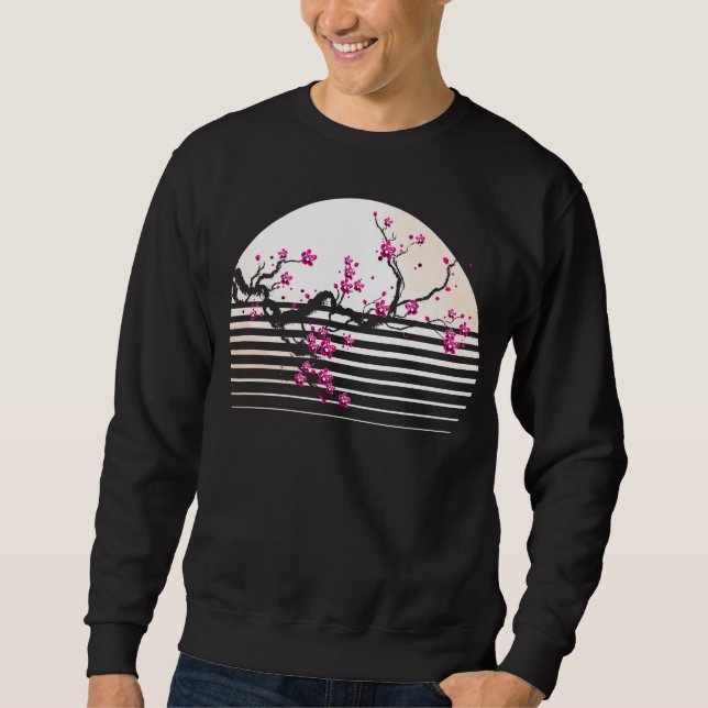 Sweatshirt Cherry Blossom Japonais Retro Sunset Sakura Tree (Devant)