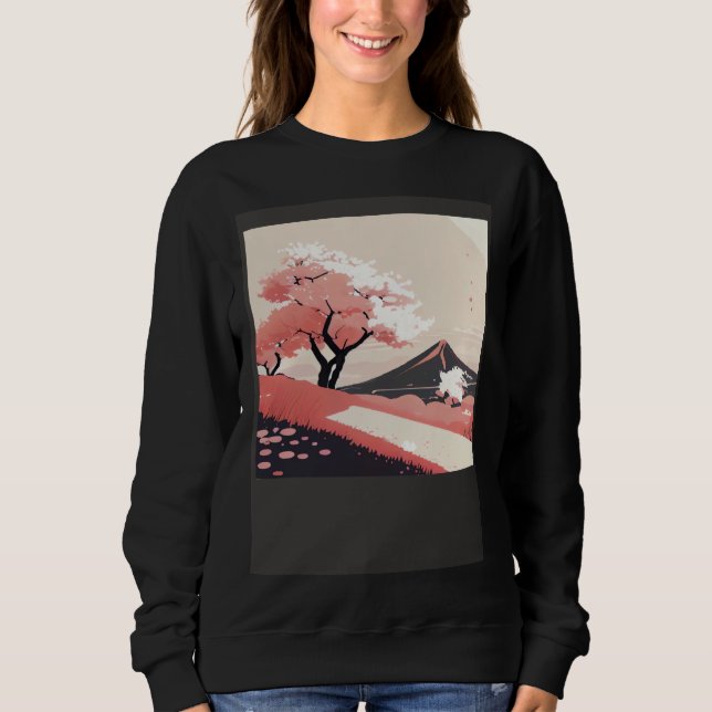 Sweatshirt Cherry Blossom trees pink shades of countryside hi (Devant)