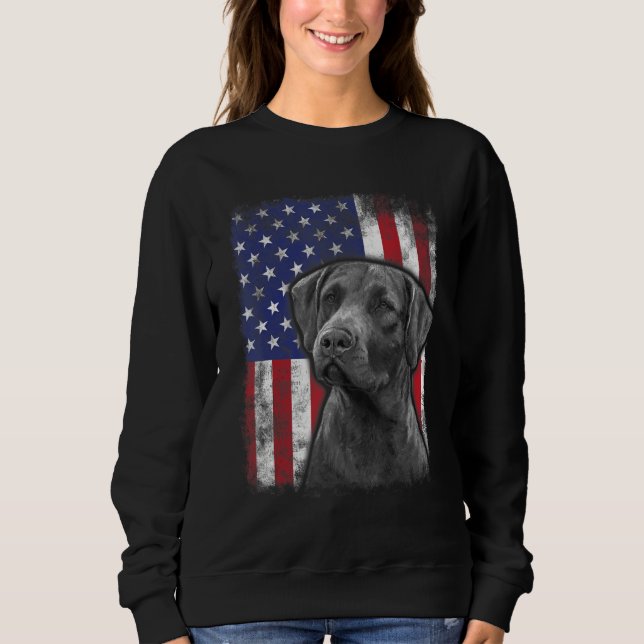 Sweatshirt Chesapeake Bay Retriever American Flag Patriotic D (Devant)