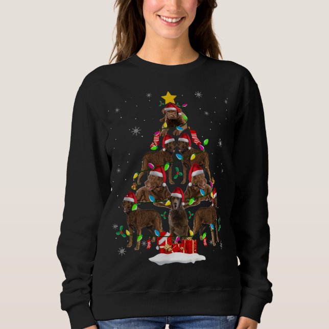 Sweatshirt Chesapeake Bay Retriever Arbre de Noël Drôle Sant (Devant)
