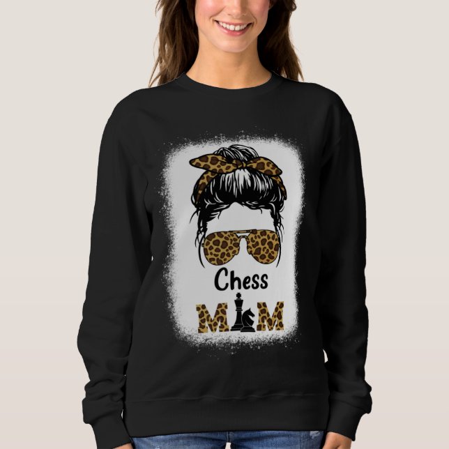 Sweatshirt Chess Mom Bleached Leopard Print Women Chess (Devant)