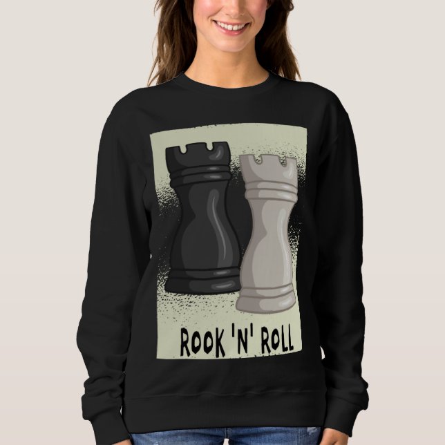 Sweatshirt Chess word game Rook and Roll with chess piece roo (Devant)