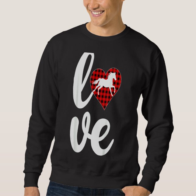 Sweatshirt Cheval Amant Drôle Buffle Plaid Amour Cheval Valen (Devant)