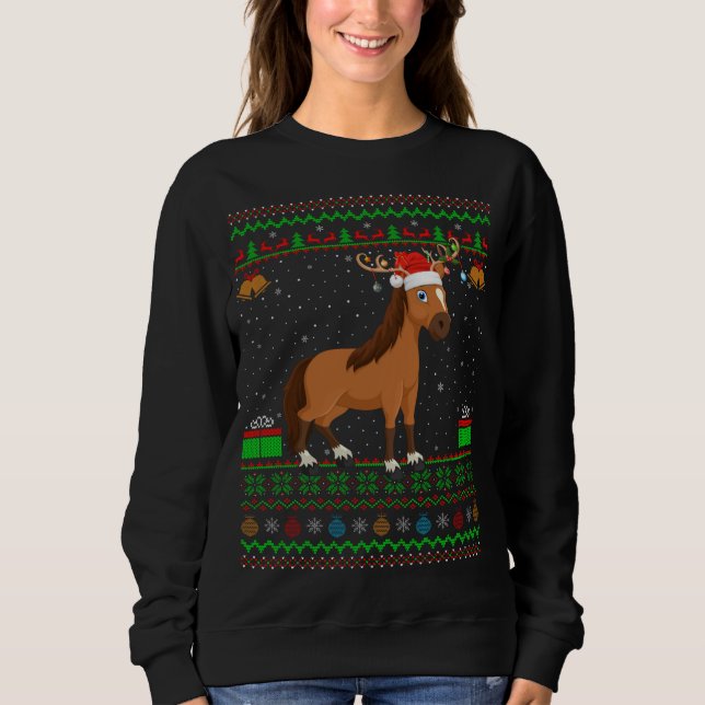 Sweatshirt Cheval Amant Santa Chapeau Correspondant Cheval la (Devant)