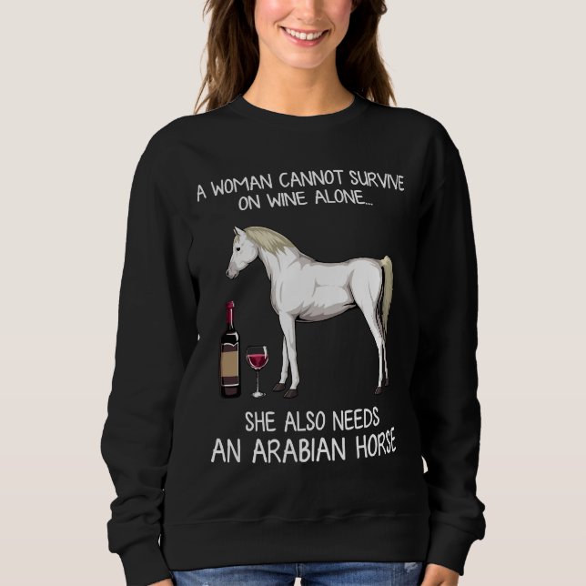 Sweatshirt Cheval Arabe Et Cheval De Vin Aménagé (Devant)