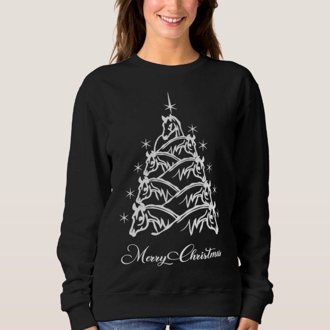 Sweatshirt Cheval Arbre de Noël cavalier Equestrio Cowboy lai (Devant)