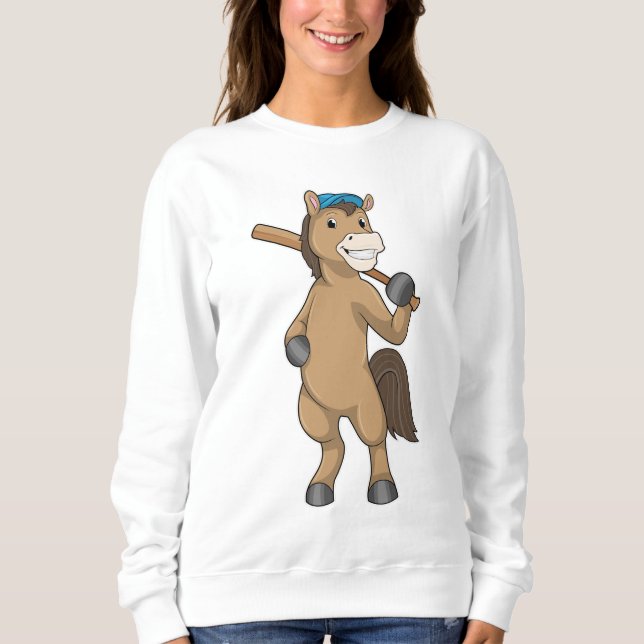 Sweatshirt Cheval au baseball avec batte de baseball (Devant)