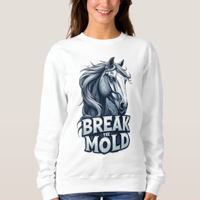Sweatshirt Cheval avec art éclaboussé, typographie audacieuse (Devant)