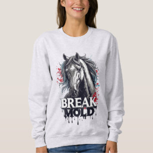 Sweatshirt Cheval avec art éclaboussé, typographie audacieuse