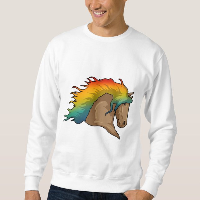 Sweatshirt Cheval avec cheveux arc-en-ciel (Devant)