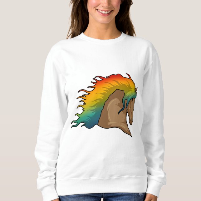 Sweatshirt Cheval avec cheveux arc-en-ciel (Devant)