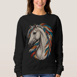 Sweatshirt Cheval Boho à Crinière Feuillue