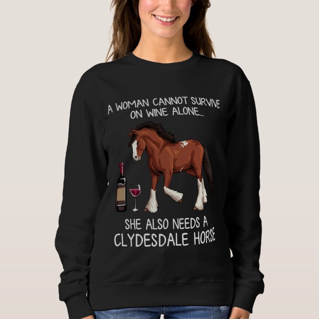 Sweatshirt Cheval Clydesdale Et Vin Horse Aménagé (Devant)