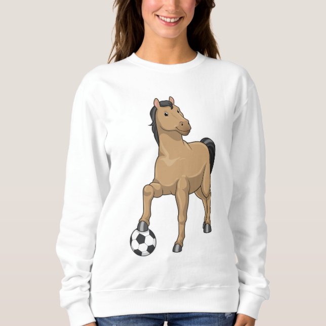 Sweatshirt Cheval comme joueur de football avec Soccer (Devant)