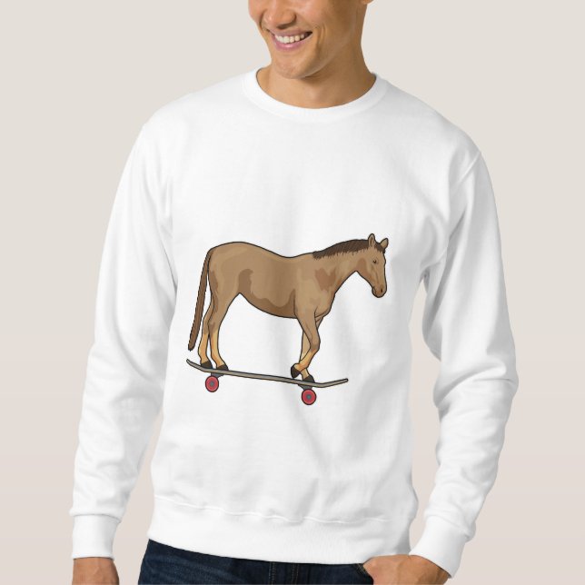 Sweatshirt Cheval comme patineur sur skateboard (Devant)