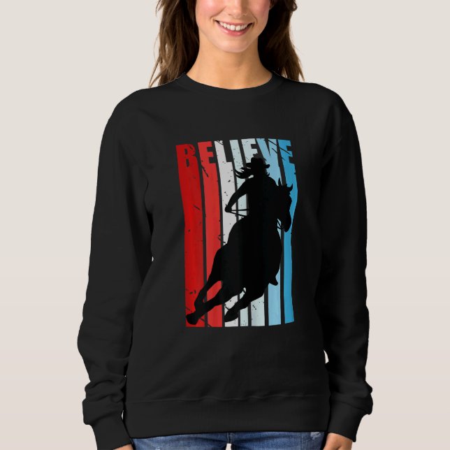 Sweatshirt Cheval de course de baril pour femmes Cavalier Rou (Devant)