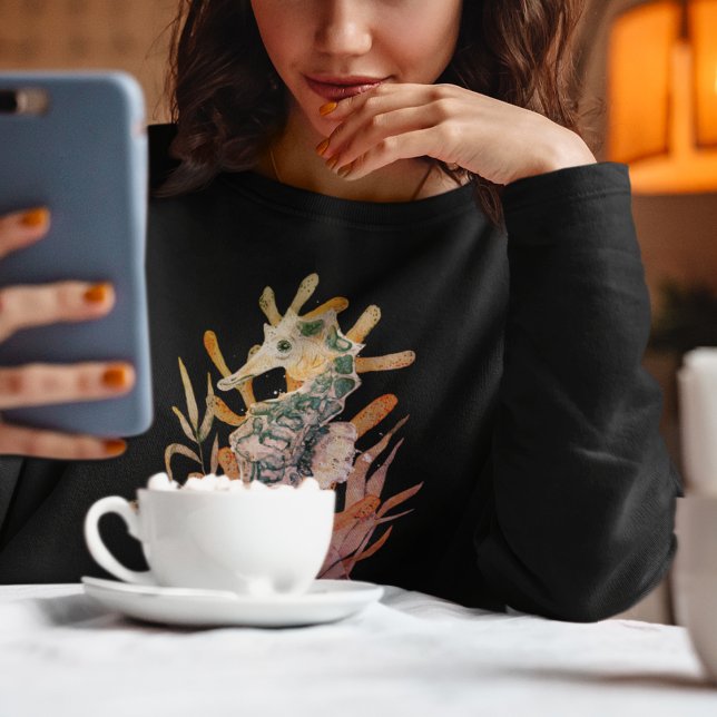 Sweatshirt Cheval de mer avec Bouquet de Feuilles de mer (Sea Horse With Bouquet of Sea Leaves Sweatshirt)