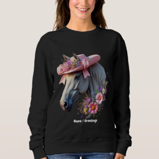 Sweatshirt Cheval Derby féminin Casquette de soleil rose élé