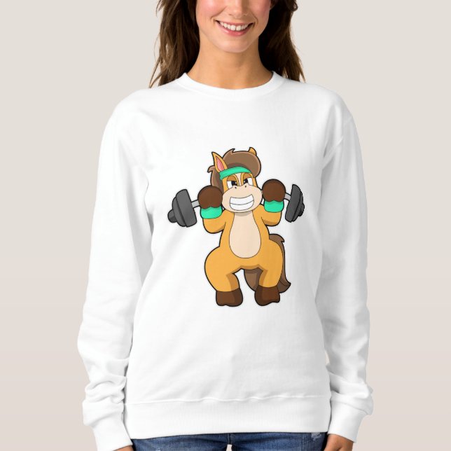 Sweatshirt Cheval en Bodybuilder avec Barbell (Devant)