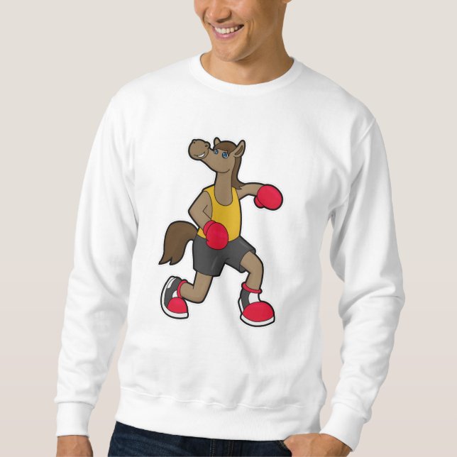 Sweatshirt Cheval en boîte avec gants de boxe (Devant)