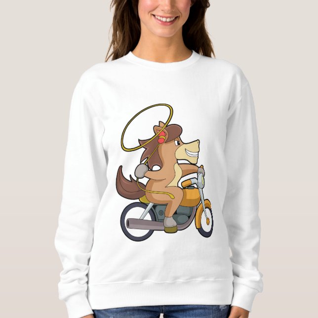 Sweatshirt Cheval en Cowboy avec Lasso & Motorcycle (Devant)