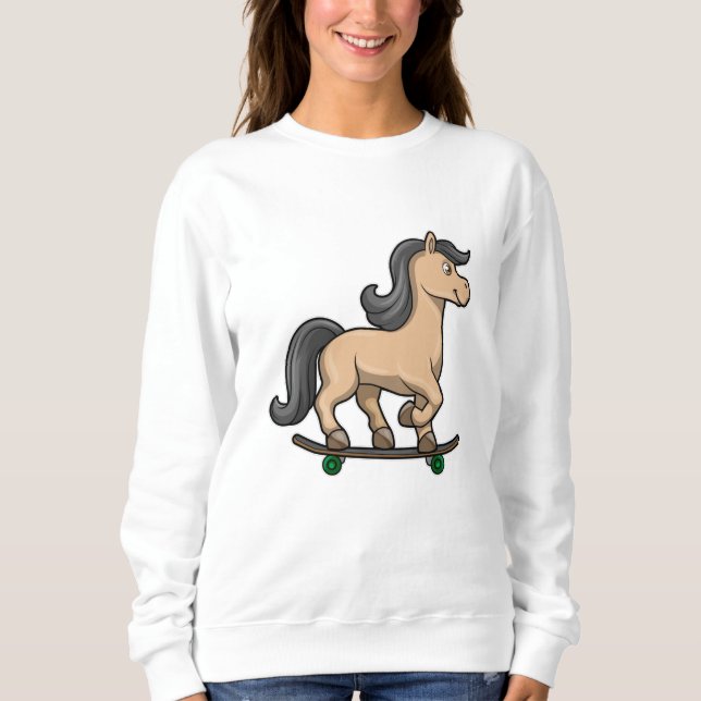 Sweatshirt Cheval en Patinage avec Skateboard (Devant)