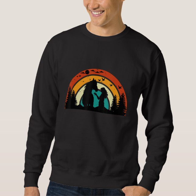 Sweatshirt Cheval et Cavalier à Cheval Filles Dames Rétro (Devant)