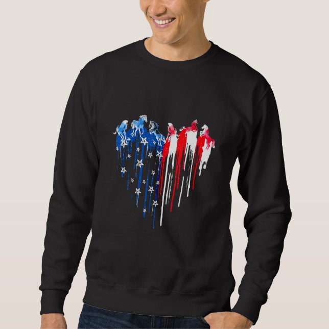 Sweatshirt Cheval Liberté Couleurs Cheval Cheval Horse drapea (Devant)