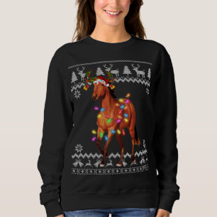 Sweatshirt Cheval Lumières Noël Noël Noël Noël Chapeau Noël O