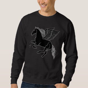 Sweatshirt Cheval noir avec ailes Pegasus