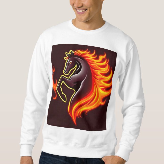 Sweatshirt Cheval noir se cabrant (Devant)