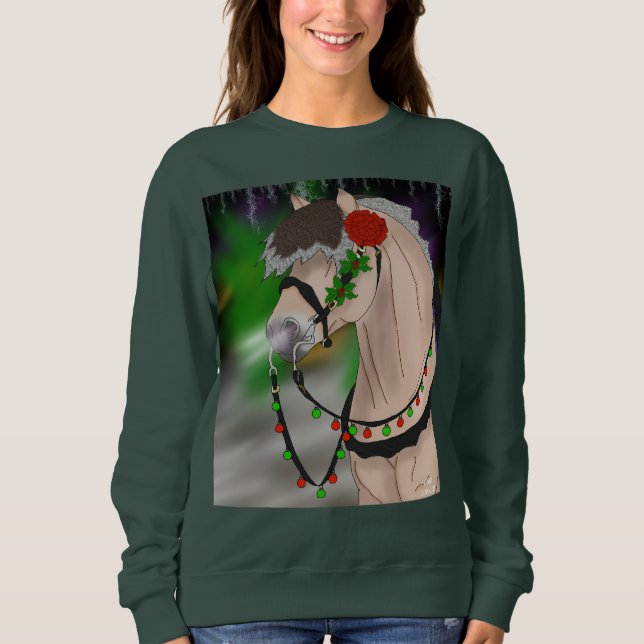 Sweatshirt Cheval norvégien de fjord de Noël (Devant)
