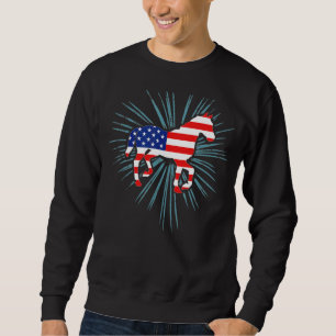 Sweatshirt Cheval patriotique Drapeau Américain Vintag