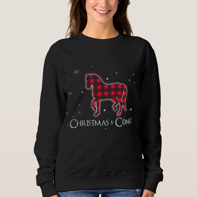 Sweatshirt Cheval Rouge Correspondant Noël Famille de Buffalo (Devant)