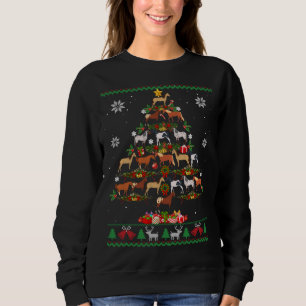 Sweatshirt Cheval sapin de Noël Doux moche Cheval Amant Fami
