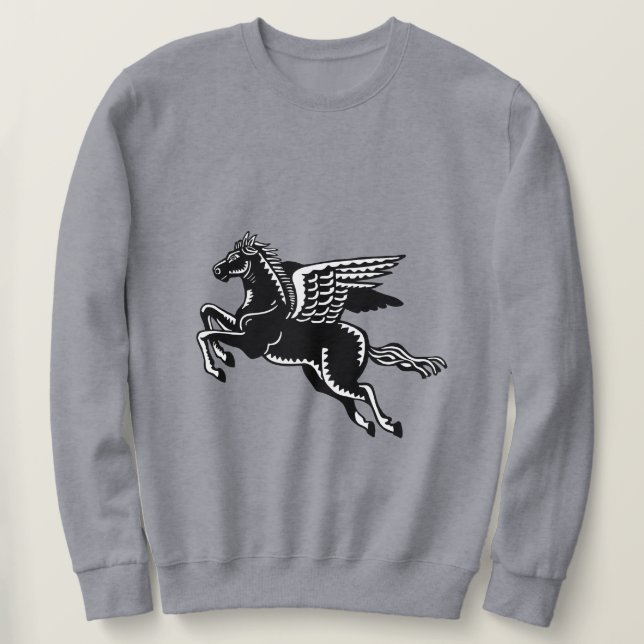 Sweatshirt Cheval volant - noir et blanc (Design devant)