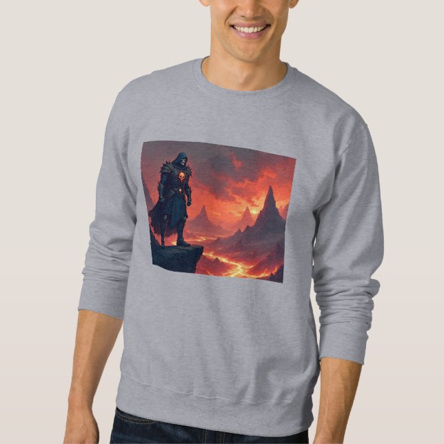Sweatshirt Chevalier noir de flamme (Devant)