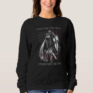 Sweatshirt Chevalier Templier Drapeau Américain Croisé Guerri
