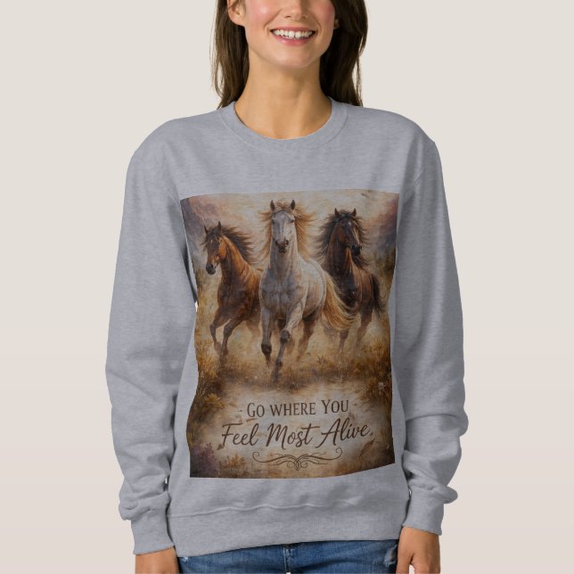 Sweatshirt Chevaux courant dans l'esprit sauvage Graphique po (Devant)