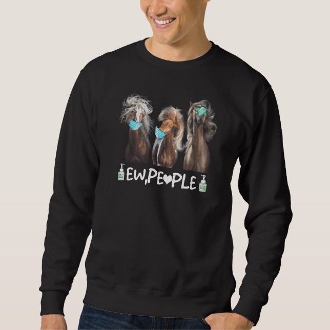 Sweatshirt Chevaux portant le Masque Visage Ew Personnes Anim (Devant)