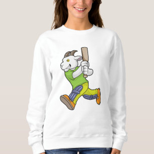 Sweatshirt Chèvre comme Batsman avec chauve-souris de cricket