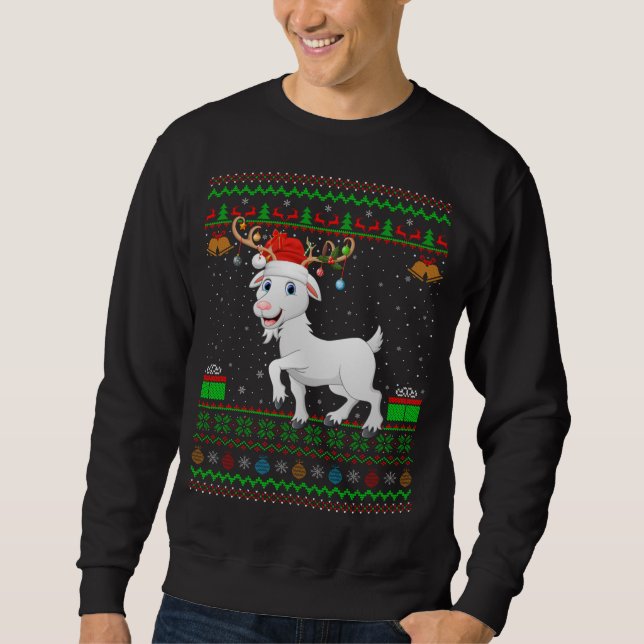 Sweatshirt Chèvre Lover Santa Chapeau Correspondant chèvre mo (Devant)