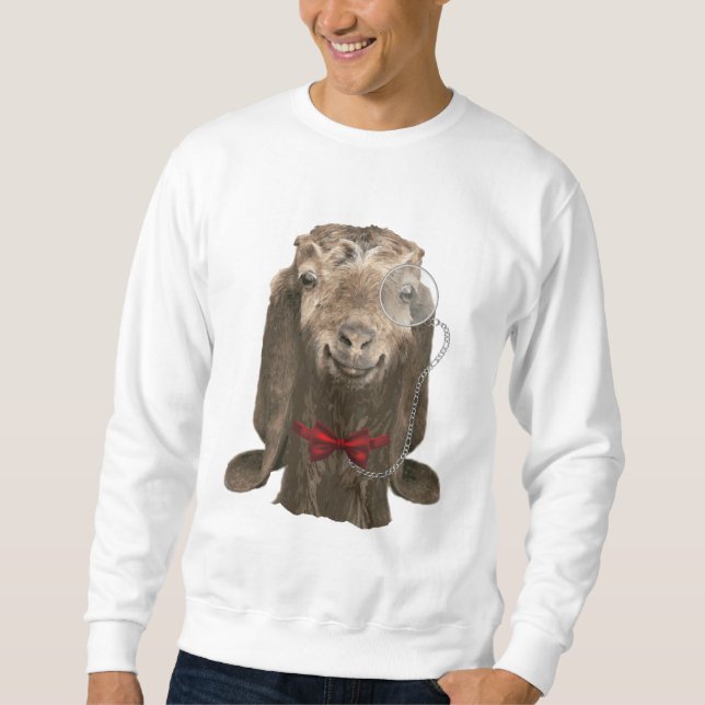 Sweatshirt Chèvre nubienne drôle avec Monocle (Devant)