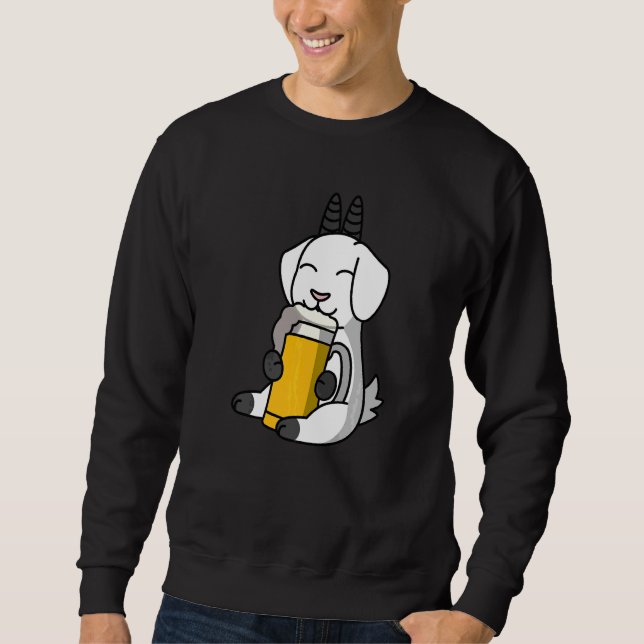 Sweatshirt Chèvres Buvant de la Bière Animal de Compagnie   (Devant)