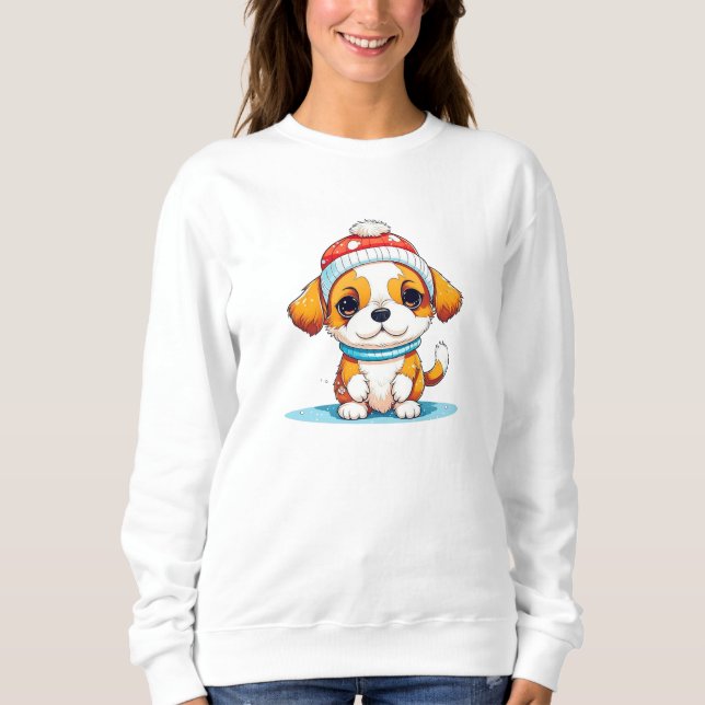 Sweatshirt Chibi Kawaii Caricature Chien Chien Chien Chien Ch (Devant)