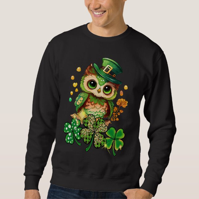 Sweatshirt Chibi Owl Adorable St Patrick's Day Bird  Cute C (Devant)