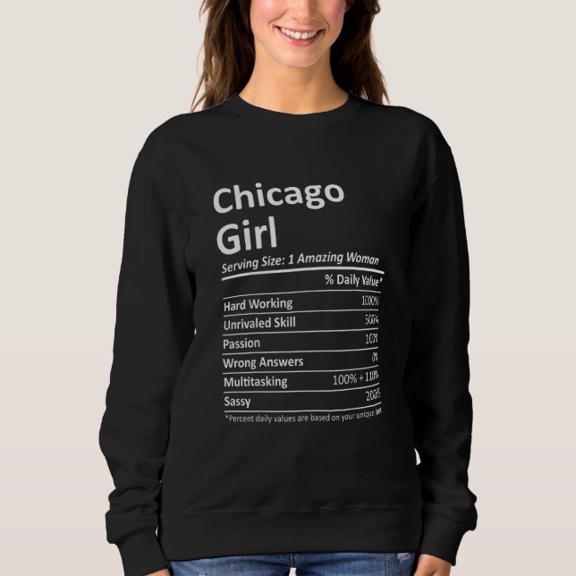 Sweatshirt Chicago Girl Il Illinois Funny City Accueil Racine (Devant)