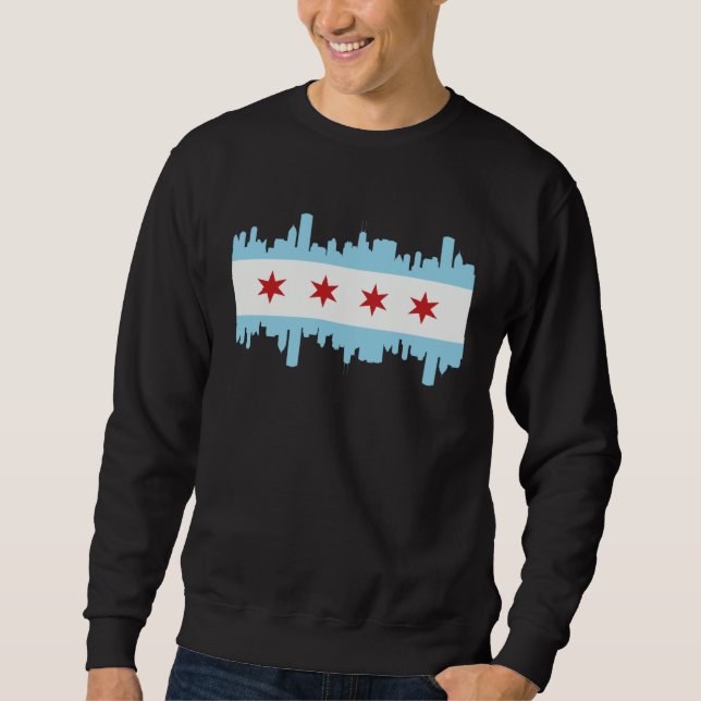 Sweatshirt Chicago Illinois USA Skyline Silhouette Outline Sk (Devant)